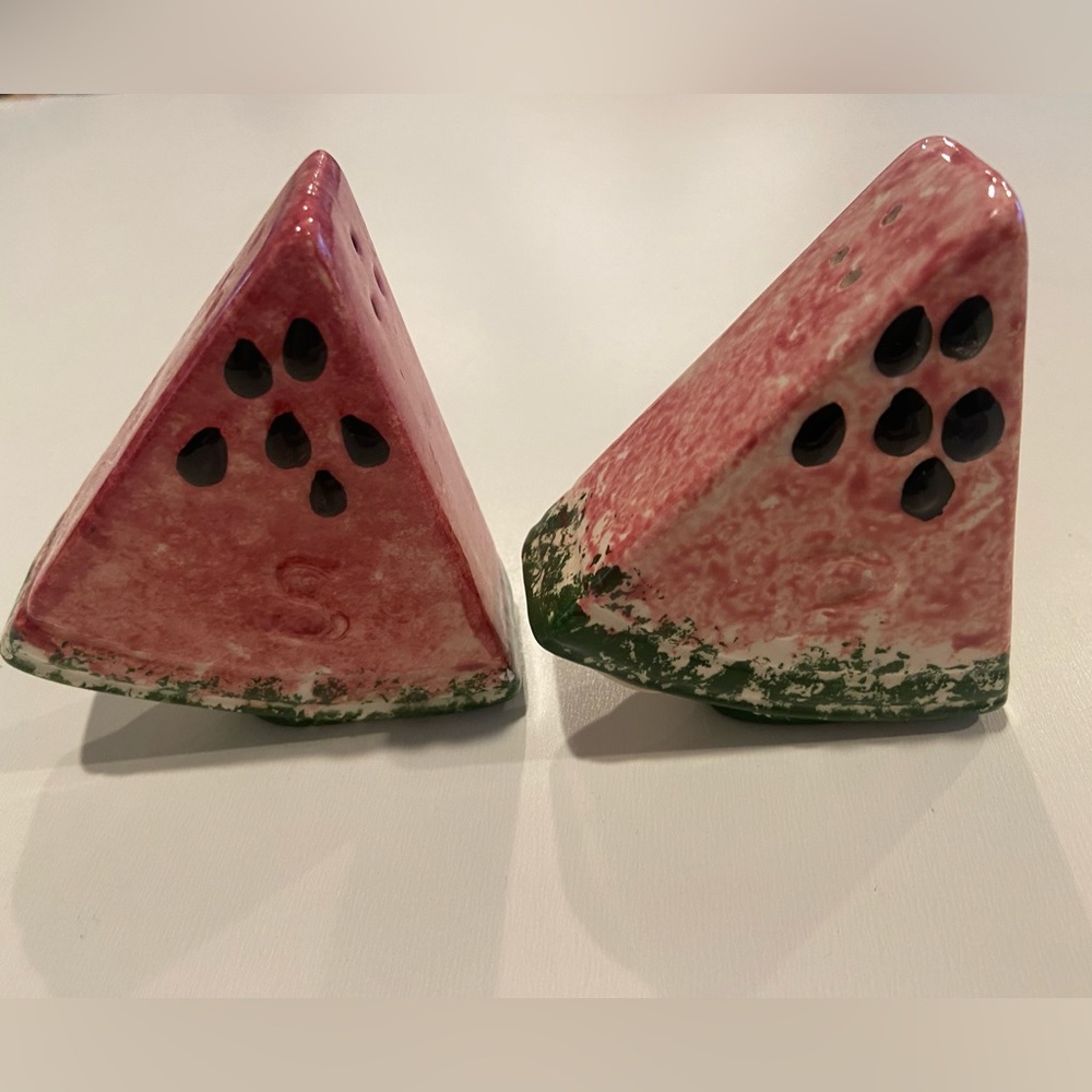 Cute Ceramic Watermelon Slices Salt and Pepper Shakers